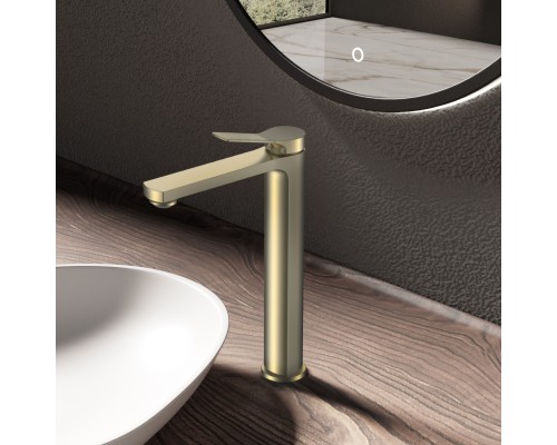 Смеситель для раковины Vincea Arco VBF-4AR02BG, брашированное золто