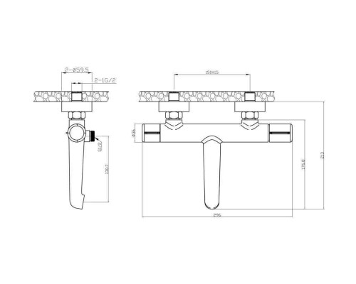 Смеситель для ванны BelBagno Uno UNO-VASM-NERO Черный матовый
