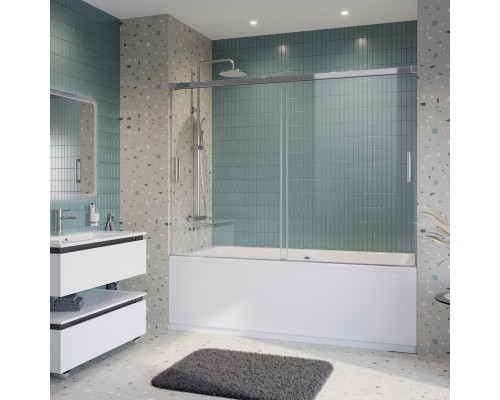Шторка на ванну Cezares Tandem Soft VF-2 190х145 профиль Хром стекло прозрачное