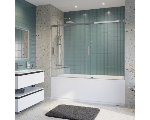 Шторка на ванну Cezares Tandem Soft VF-2 190х145 профиль Хром стекло прозрачное
