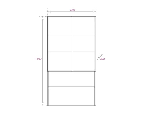 Шкаф Onika Маркус Нова 60 подвесной, белый, разборный