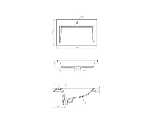 Раковина для ванной 70 см, Uperwood Infinity, белая глянцевая