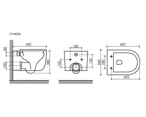Подвесной унитаз Ceramica Nova Ulma Rimless белый