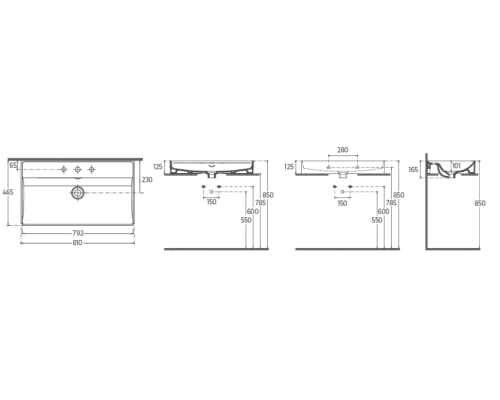 Раковина накладная ISVEA Vea 81 81см белый 10VAS5081I