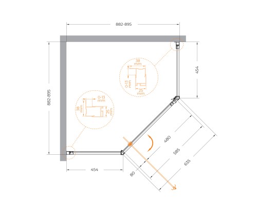 Душевой уголок Cezares ECO-P-1-90-C-Cr