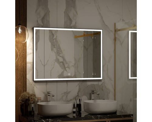 Зеркало Континент Frame 900x700 ЗЛП2305 с подсветкой Черное с сенсорным выключателем