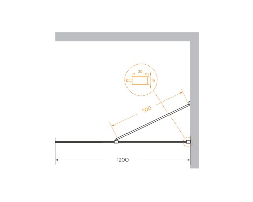 Душевая перегородка Cezares Liberta 120 LIBERTA-L-1-TB-120-C-NERO профиль Черный матовый стекло прозрачное