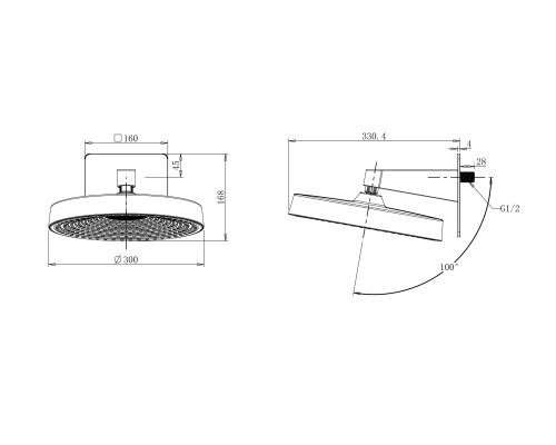 Верхний душ Wonzon&Woghand, Брашированное золото WW-HS099-BG
