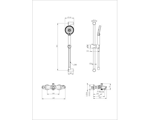 Смеситель для ванны с душем и термостатом Wonzon&Woghand, Темный графит