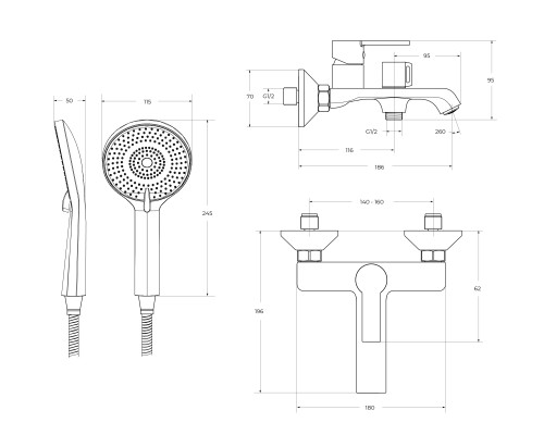 Смеситель для ванны BelBagno Aurora AURORA-VASM-CRM Хром