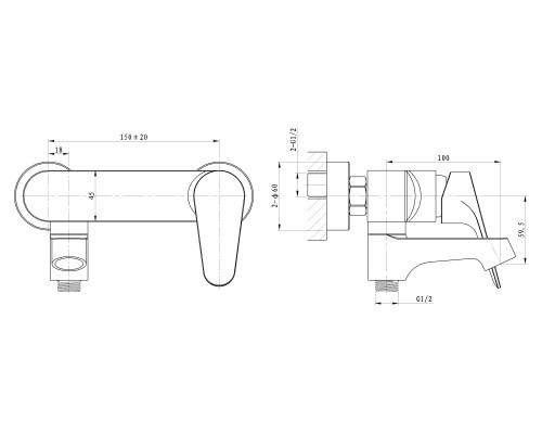 Смеситель для ванны Wonzon&Woghand BALANCE, Хром WW-053101-CR