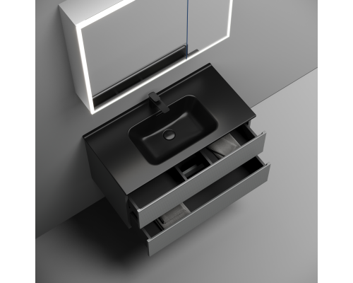 Тумба под раковину подвесная Sancos Folk 89х44х50, с доводчиками, Ergraut soft, FL90ES