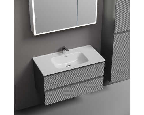 Тумба под раковину подвесная Sancos Folk 89х44х50, с доводчиками, Ergraut soft, FL90ES