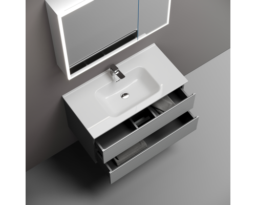 Тумба под раковину подвесная Sancos Folk 89х44х50, с доводчиками, Ergraut soft, FL90ES