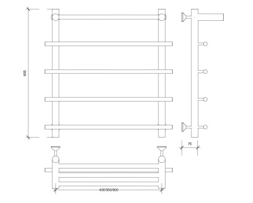 Полотенцесушитель латунный Secado Турин 1 СП 60х40х50, водяной, бронза