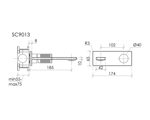 Смеситель для раковины SANCOS Nexus с внутренней частью, вороненая сталь, SC9013GG