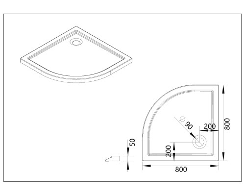 Поддон для душа акриловый Vincea 80x80x50 Белый