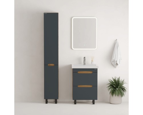 Пенал Onika Айленд 30 напольный, графит/дуб крафт золотой, правый