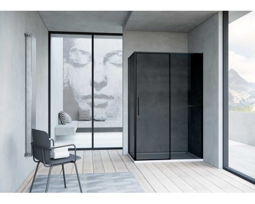 Душевой уголок Vincea Slim Soft VSR-1SS9012CGB 1200x900 черный стекло тонированное