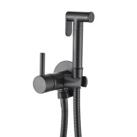 Комплект гигиенического душа AQG TAUS со смесителем, черный матовый