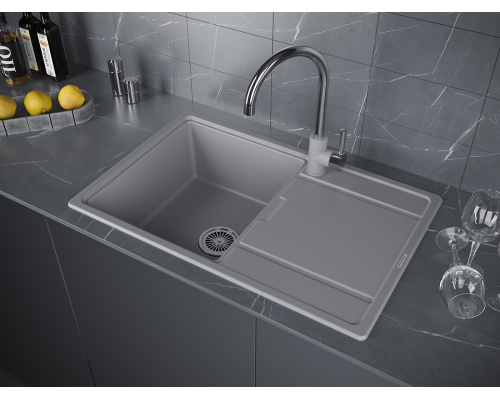 Кухонная мойка Paulmark Flugen 78 PM217850-GRM Серый металлик