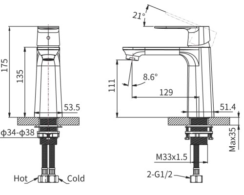 Смеситель на раковину Arrow AMP11848LJ золото