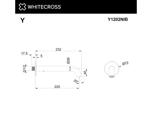 Излив настенный 220 мм Whitecross брашированный никель