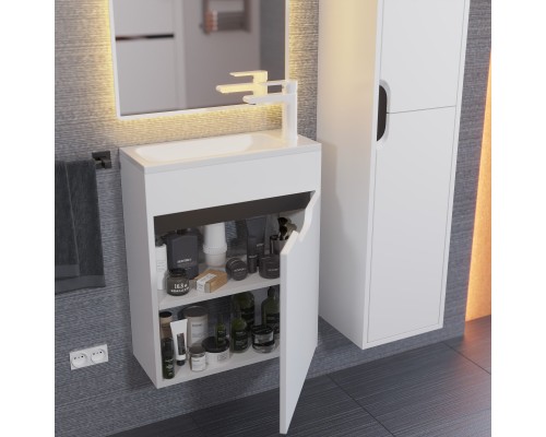 Тумба под раковину подвесная Uperwood Modul 50х21х60 см, белая/графит