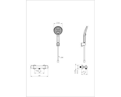 Смеситель для душа с термостатом Wonzon&Woghand, Черный матовый