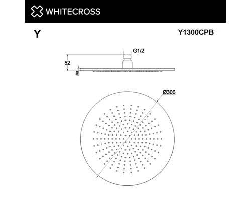 Верхний душ WHITECROSS D=30 см (брашированная медь)