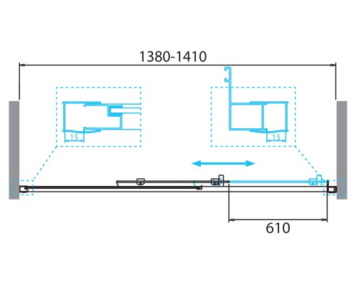 Душевая дверь BelBagno Due 140 DUE-BF-1-140-C-Cr профиль Хром стекло прозрачное