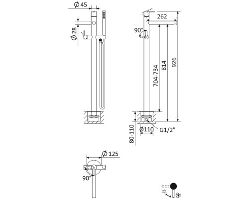 Смеситель для ванны Cezares Leaf LEAF-VDP-L-01 Хром