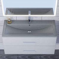 Раковина для ванной кварцевая Uperwood Foster Quartz 100х45,5х17,5, серая матовая, бетон