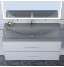 Раковина для ванной кварцевая Uperwood Foster Quartz 100х45,5х17,5, серая матовая, бетон