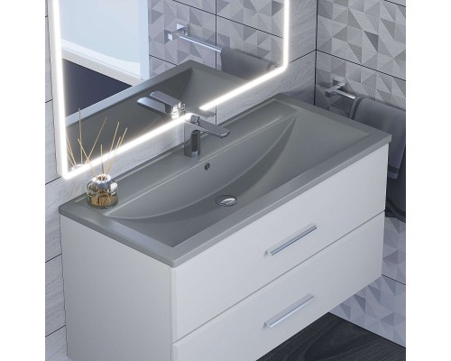 Раковина для ванной кварцевая Uperwood Foster Quartz 100х45,5х17,5, серая матовая, бетон