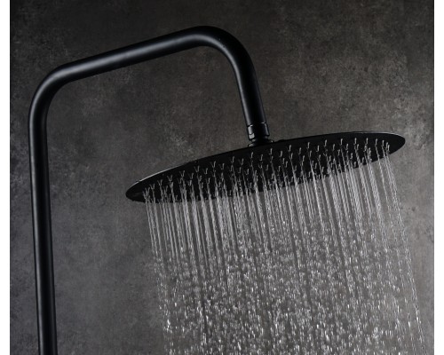 Верхний душ AQG Atlas R25 круглый, ультраплоский, черный матовый