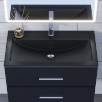 Раковина для ванной кварцевая Uperwood Foster Quartz 80х45,5х17,5, черная матовая, космос