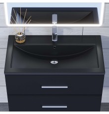 Раковина для ванной кварцевая Uperwood Foster Quartz 80х45,5х17,5, черная матовая, космос