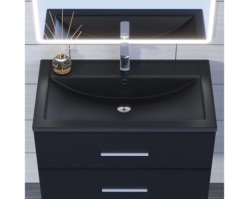 Раковина для ванной кварцевая Uperwood Foster Quartz 80х45,5х17,5, черная матовая, космос