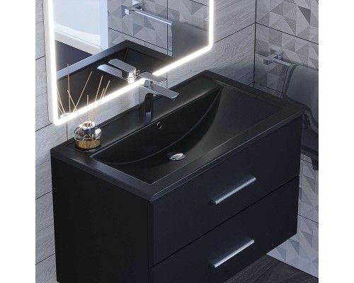 Раковина для ванной кварцевая Uperwood Foster Quartz 80х45,5х17,5, черная матовая, космос