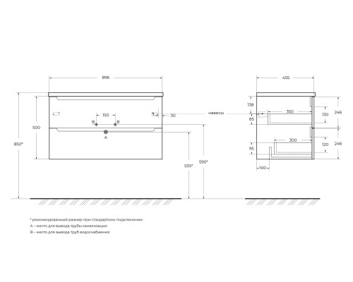 База под раковину BelBagno ETNA-900-2C-SO-BL-P