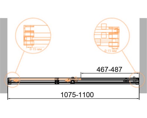 Душевая дверь Cezares Duet Soft-M 110 DUET SOFT-M-BF-1-110-C-Cr Хром