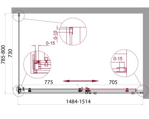 Душевой уголок BelBagno Acqua 150х80 ACQUA-AH-1-150/80-C-Cr Хром