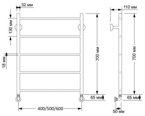 Полотенцесушитель латунный Secado Триада 1 40х70, водяной, бронза