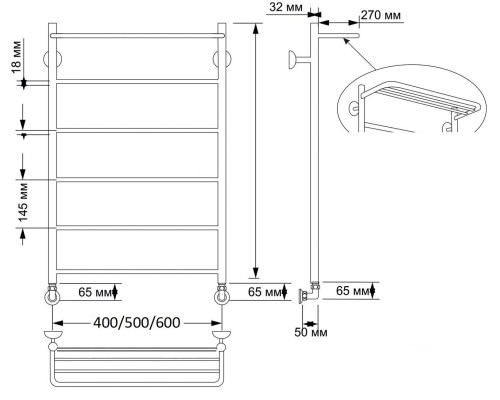 Полотенцесушитель латунный Secado Триада 4 40х80, водяной, бронза
