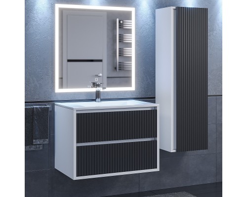Тумба с раковиной 70 см, Uperwood Next Premium, белая/графит, 2 ящика