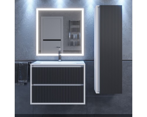 Тумба с раковиной 70 см, Uperwood Next Premium, белая/графит, 2 ящика