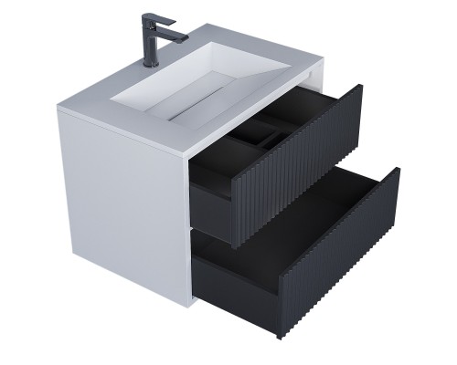 Тумба с раковиной 70 см, Uperwood Next Premium, белая/графит, 2 ящика