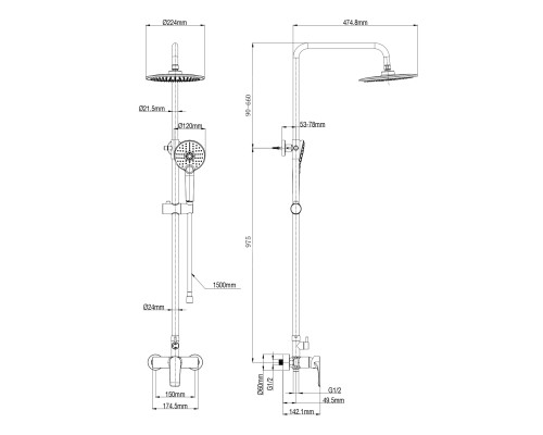 Душевая система Wonzon&Woghand Blend, Хром WW-A30103-CR