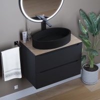 Раковина накладная бетонная Uperwood Rome 55х35х11 см, овальная, черная